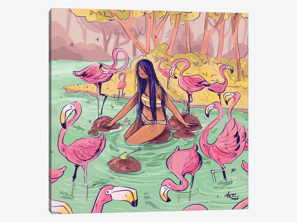 Flamingo Tango by Annada N. Menon 1-piece Art Print