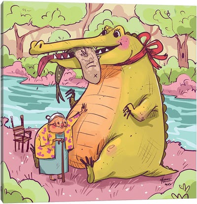 Lunch Time Canvas Art Print - Crocodile & Alligator Art