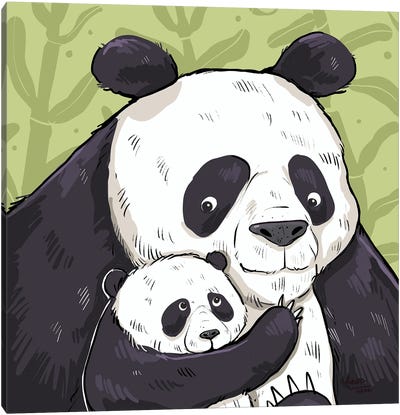 Fluffy Hugs Canvas Art Print - Panda Art