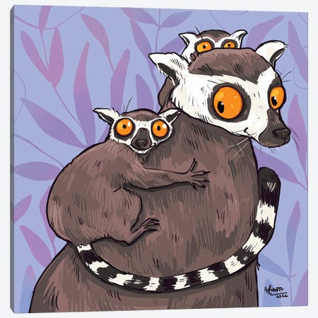 Lemur Hugs Canvas Print #AAN77} by Annada N. Menon Canvas Art
