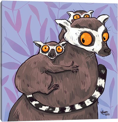 Lemur Hugs Canvas Art Print - Lemur Art