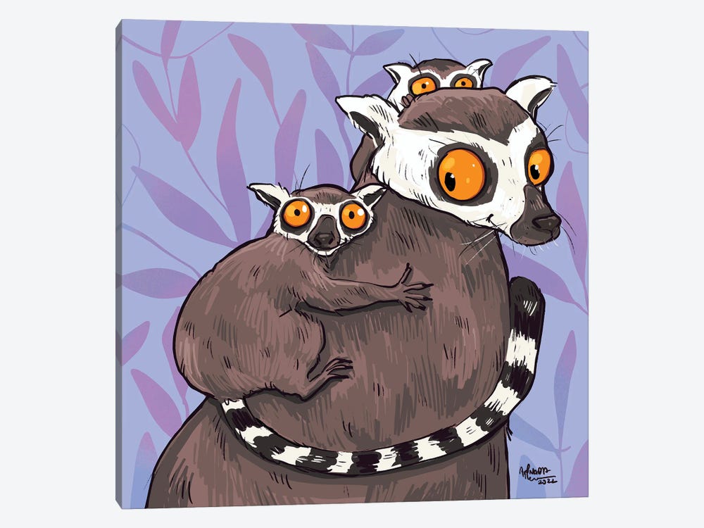 Lemur Hugs by Annada N. Menon 1-piece Canvas Print