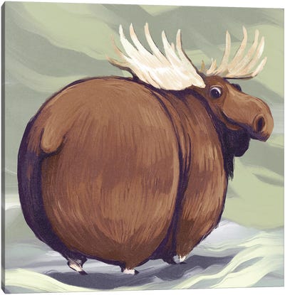 Chonky Moose Canvas Art Print - Animal Lover
