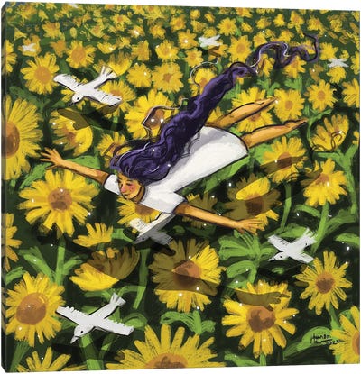 Sunflower Fields Canvas Art Print - Annada N Menon
