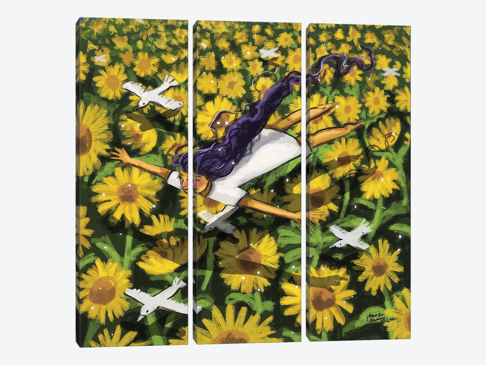 Sunflower Fields by Annada N. Menon 3-piece Canvas Art Print