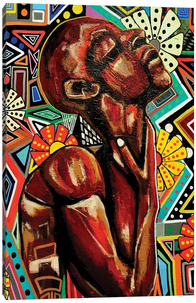 A Moment To Exhale Canvas Art Print - Contemporary Portraiture by Black Artists