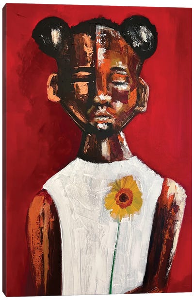 The Last Sunflower Canvas Art Print - Child Portrait Art
