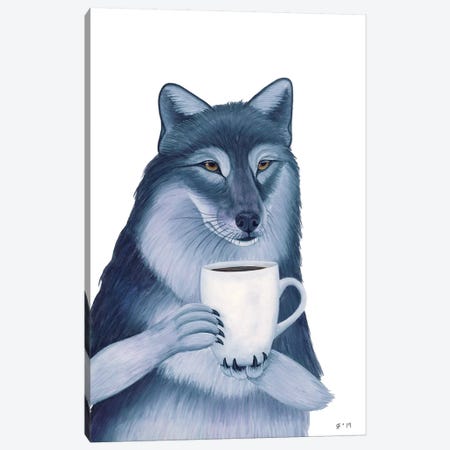 Coffee Wolf Canvas Print #AAT11} by Alasse Art Canvas Print
