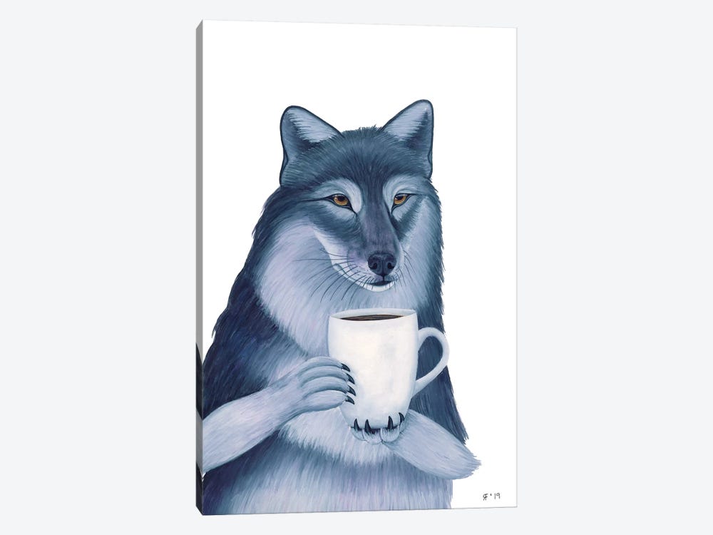 Coffee Wolf by Alasse Art 1-piece Canvas Art