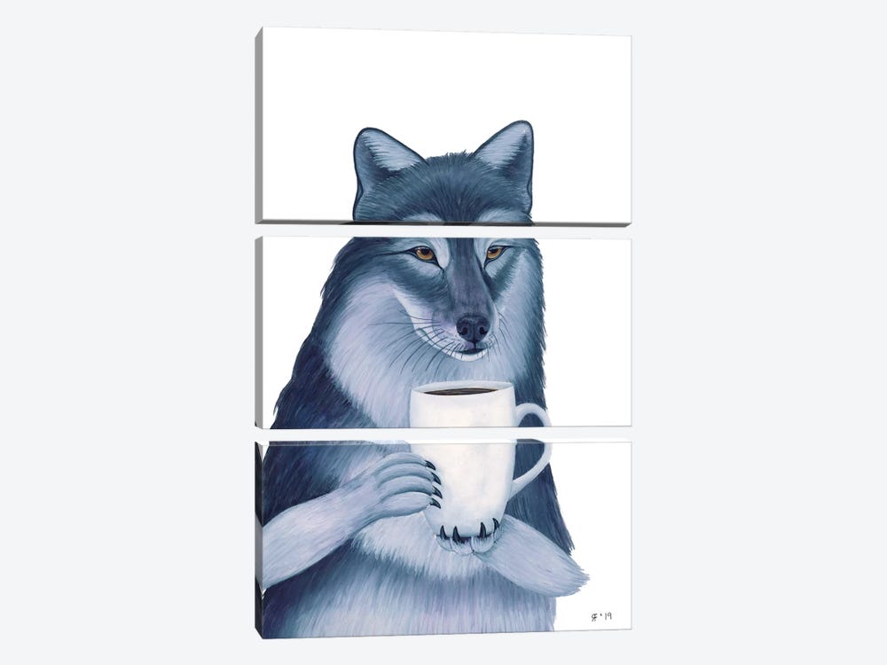 Coffee Wolf by Alasse Art 3-piece Canvas Artwork