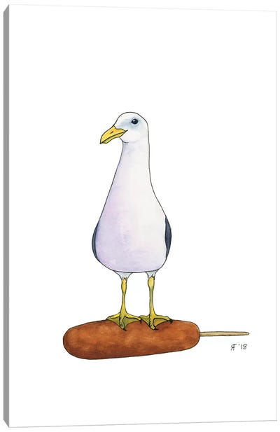 Corn Dog Gull Canvas Art Print - Alasse Art