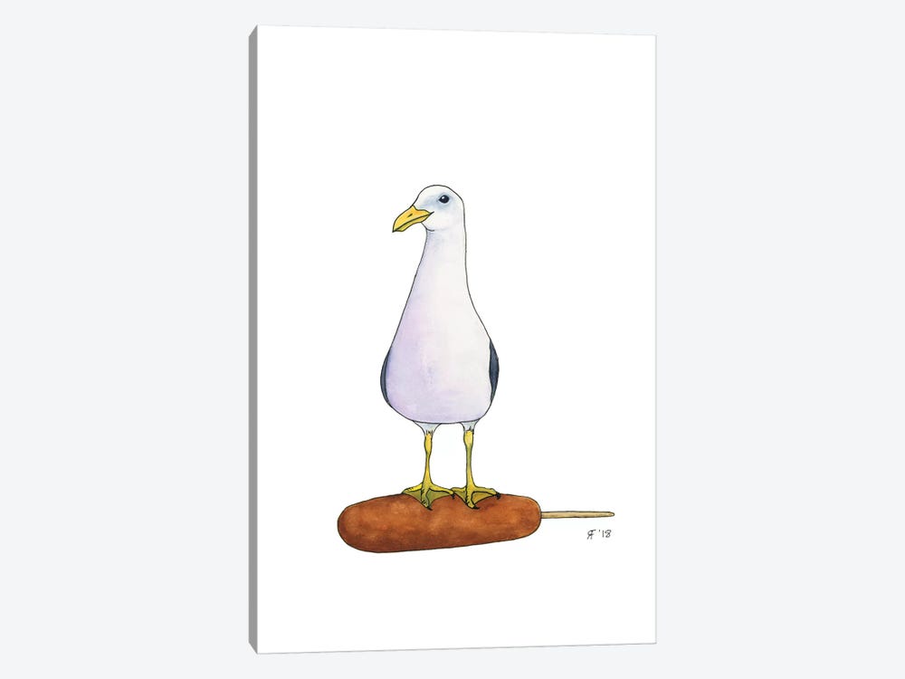 Corn Dog Gull by Alasse Art 1-piece Art Print