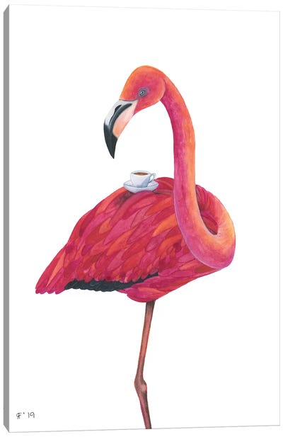 Flamingo Tea Canvas Art Print - Alasse Art