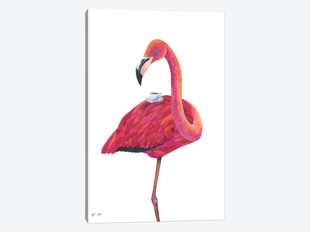 Flamingo Tea by Alasse Art 1-piece Art Print