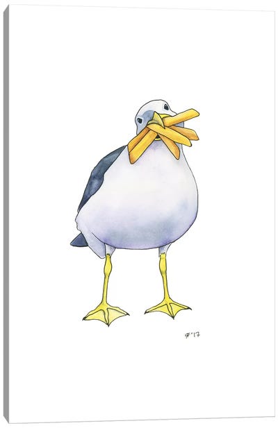 French Fry Gull Canvas Art Print - Gull & Seagull Art