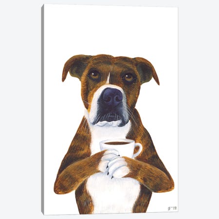 Coffee Cup Dog Canvas Print #AAT1} by Alasse Art Canvas Artwork