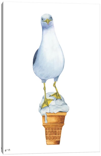 Ice Cream Gull Canvas Art Print - Alasse Art