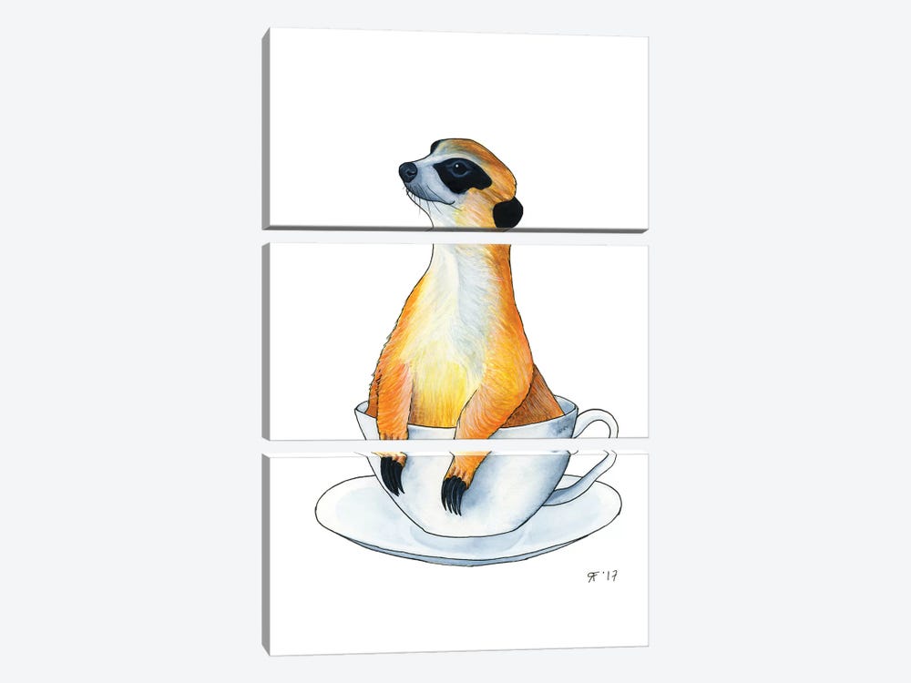 Meerkat by Alasse Art 3-piece Canvas Art Print