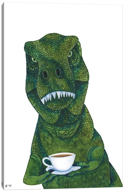 New Tea Rex Canvas Art Print - Prehistoric Animal Art