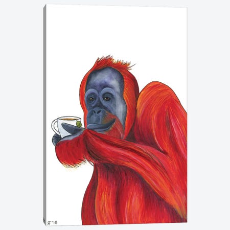 Orangutan Tea Canvas Print #AAT32} by Alasse Art Canvas Art Print
