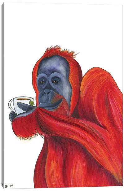 Orangutan Tea Canvas Art Print - Orangutan Art