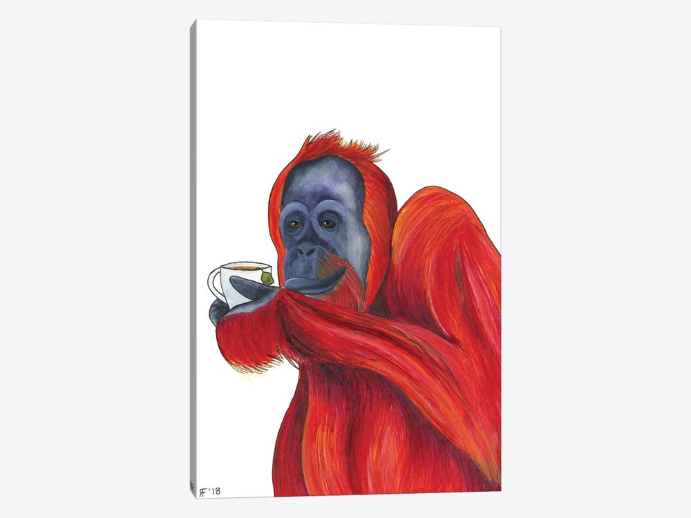 Orangutan Tea by Alasse Art 1-piece Canvas Print