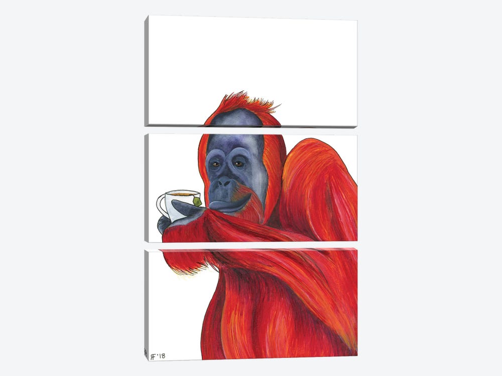 Orangutan Tea by Alasse Art 3-piece Art Print