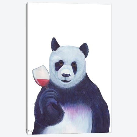 Panda Wine Canvas Print #AAT33} by Alasse Art Canvas Art Print