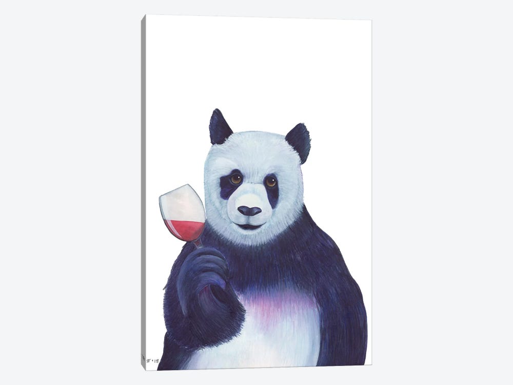 Panda Wine by Alasse Art 1-piece Canvas Wall Art