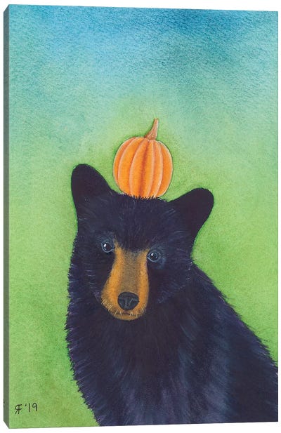 Pumpkin Black Bear Canvas Art Print - Alasse Art