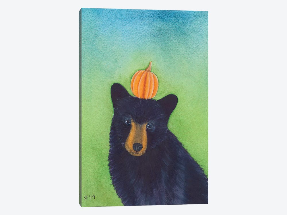 Pumpkin Black Bear by Alasse Art 1-piece Canvas Artwork