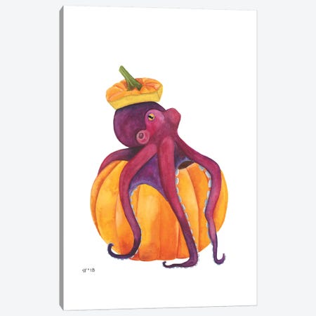 Pumpkin Octopus Canvas Print #AAT38} by Alasse Art Art Print