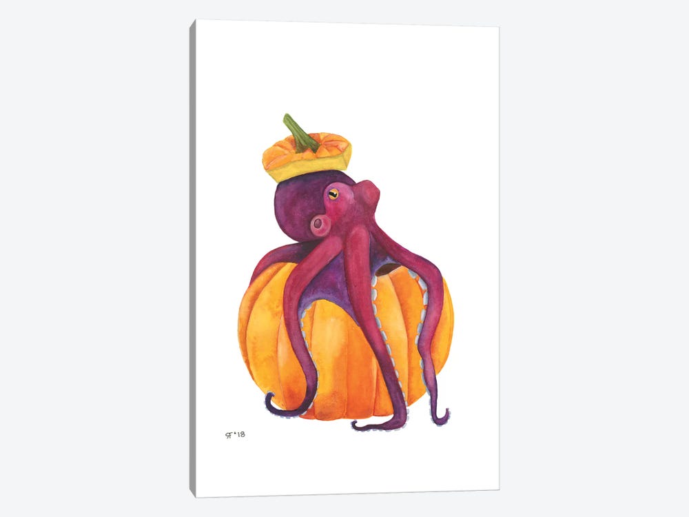 Pumpkin Octopus by Alasse Art 1-piece Canvas Print