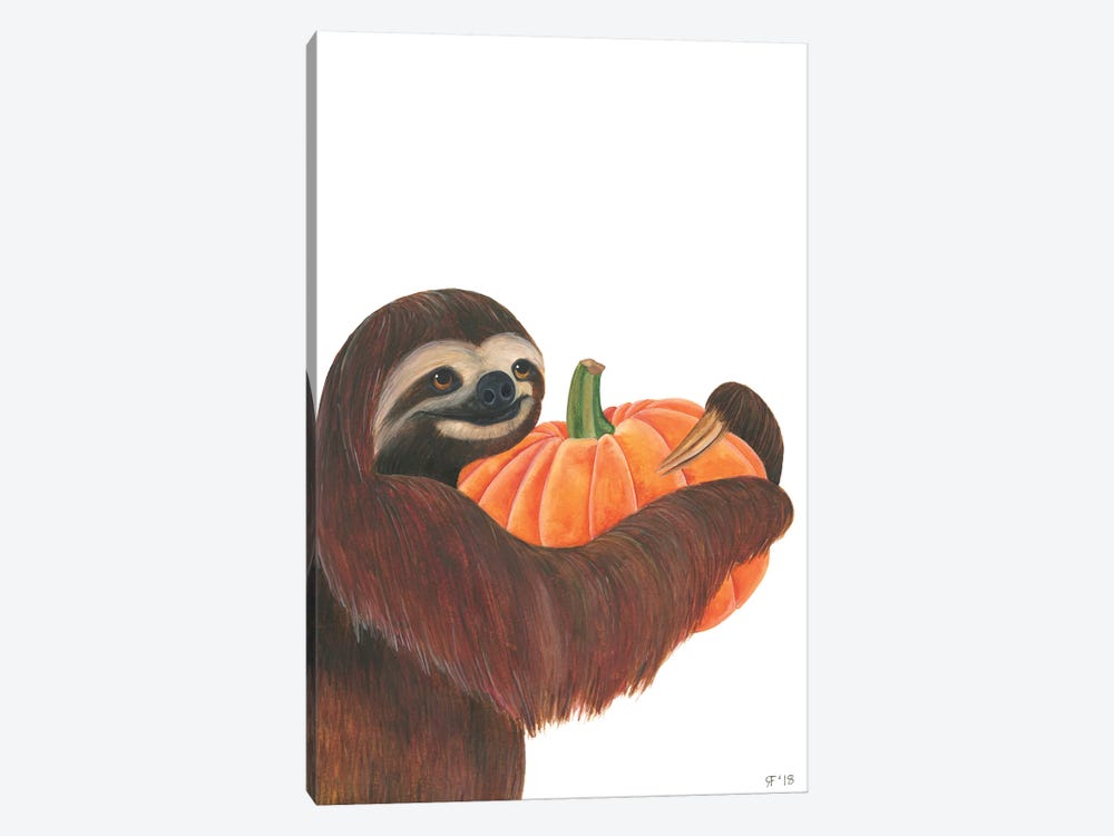 Pumpkin Sloth by Alasse Art 1-piece Canvas Art Print