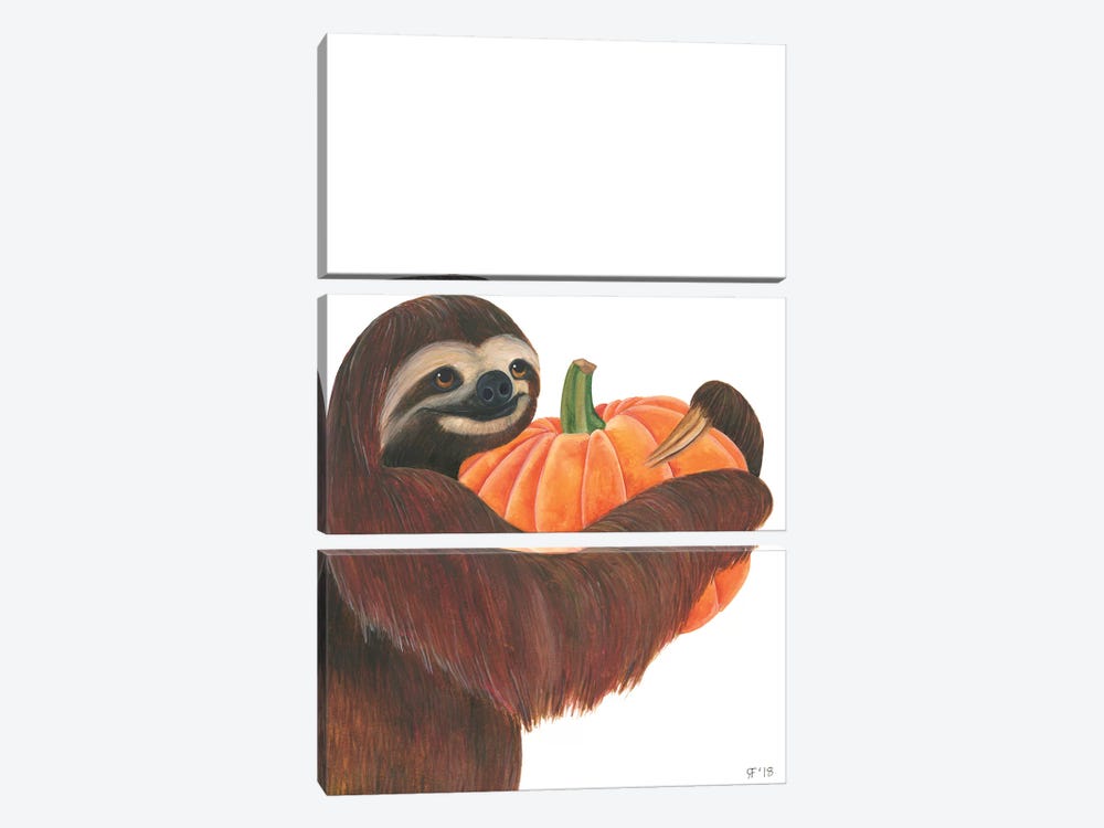 Pumpkin Sloth by Alasse Art 3-piece Canvas Print