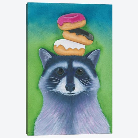 Racoon With Donuts Canvas Print #AAT42} by Alasse Art Canvas Art