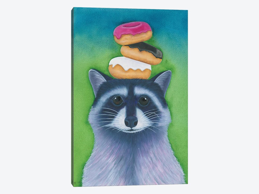 Racoon With Donuts by Alasse Art 1-piece Canvas Artwork