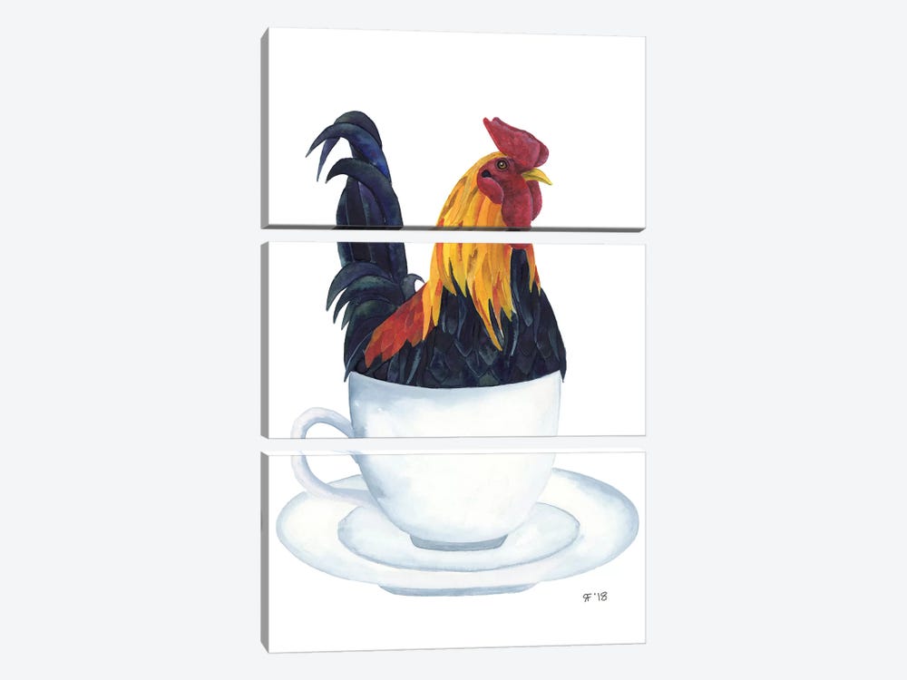 Rooster by Alasse Art 3-piece Art Print