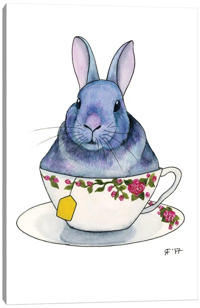 Tea Bunny Canvas Art Print - Alasse Art
