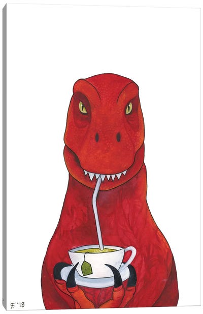 Tea Rex Canvas Art Print - Tea Art