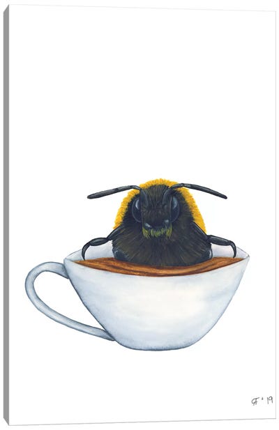 Teacup Bee Canvas Art Print - Alasse Art