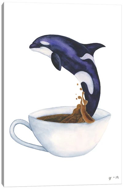 Teacup Orca Canvas Art Print - Orca Whale Art