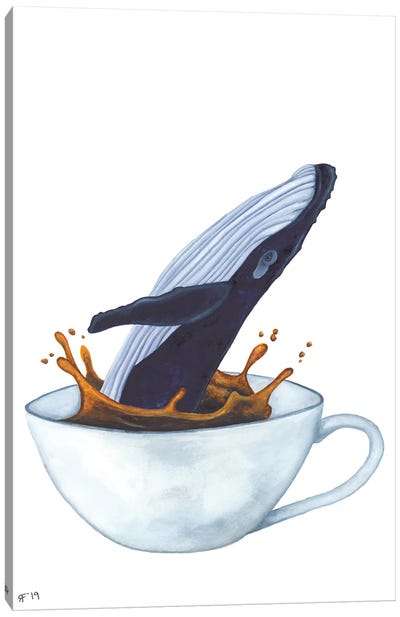 Teacup Whale Canvas Art Print - Alasse Art