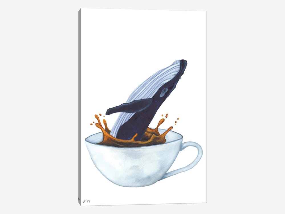 Teacup Whale by Alasse Art 1-piece Canvas Art