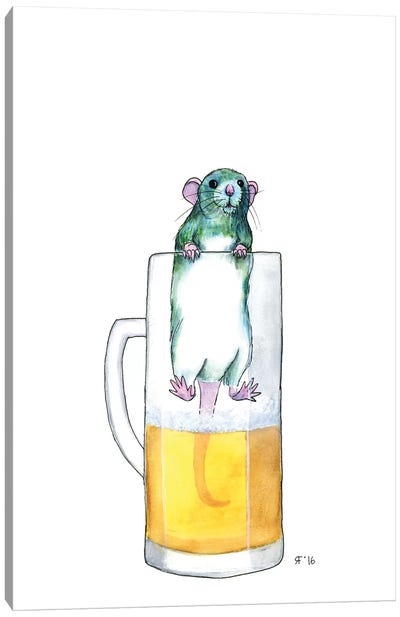 Beer Stein Rat Canvas Art Print - Alasse Art