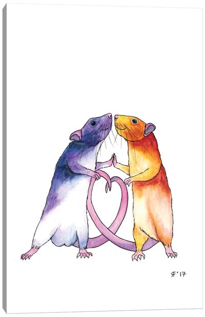 Valentines Rat Card Canvas Art Print - Rats