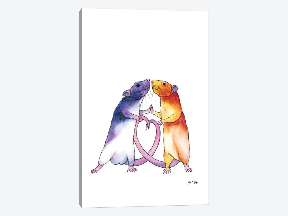 Valentines Rat Card by Alasse Art 1-piece Canvas Artwork
