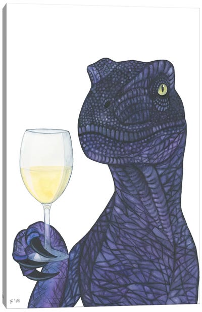 Wine Dino Canvas Art Print - Alasse Art