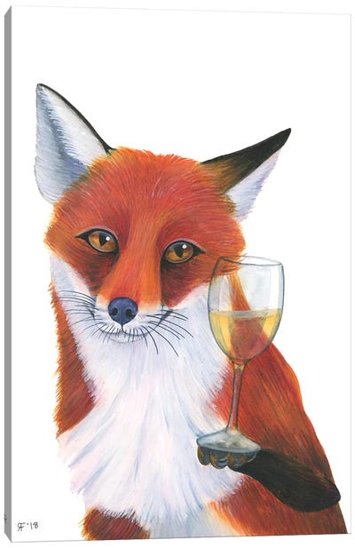 Wine Fox Canvas Art Print - Fox Art