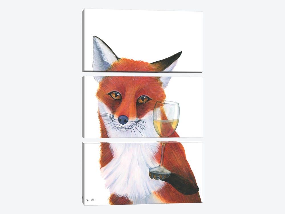 Wine Fox by Alasse Art 3-piece Canvas Print